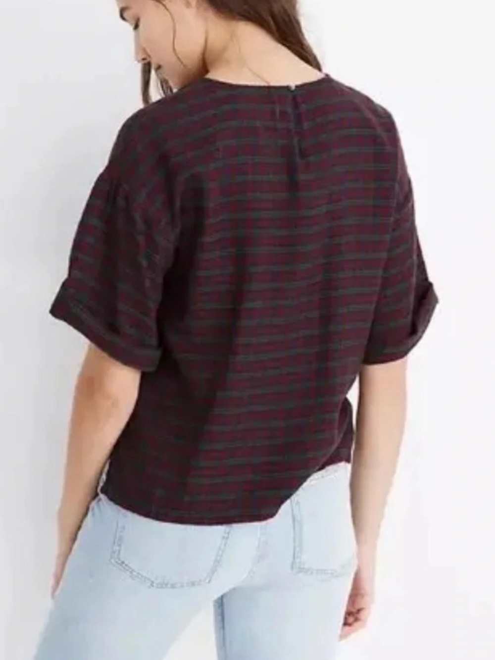 Madewell Dark Burgundy Plaid Short-Sleeve Crewneck Tee - Picture 2 of 6